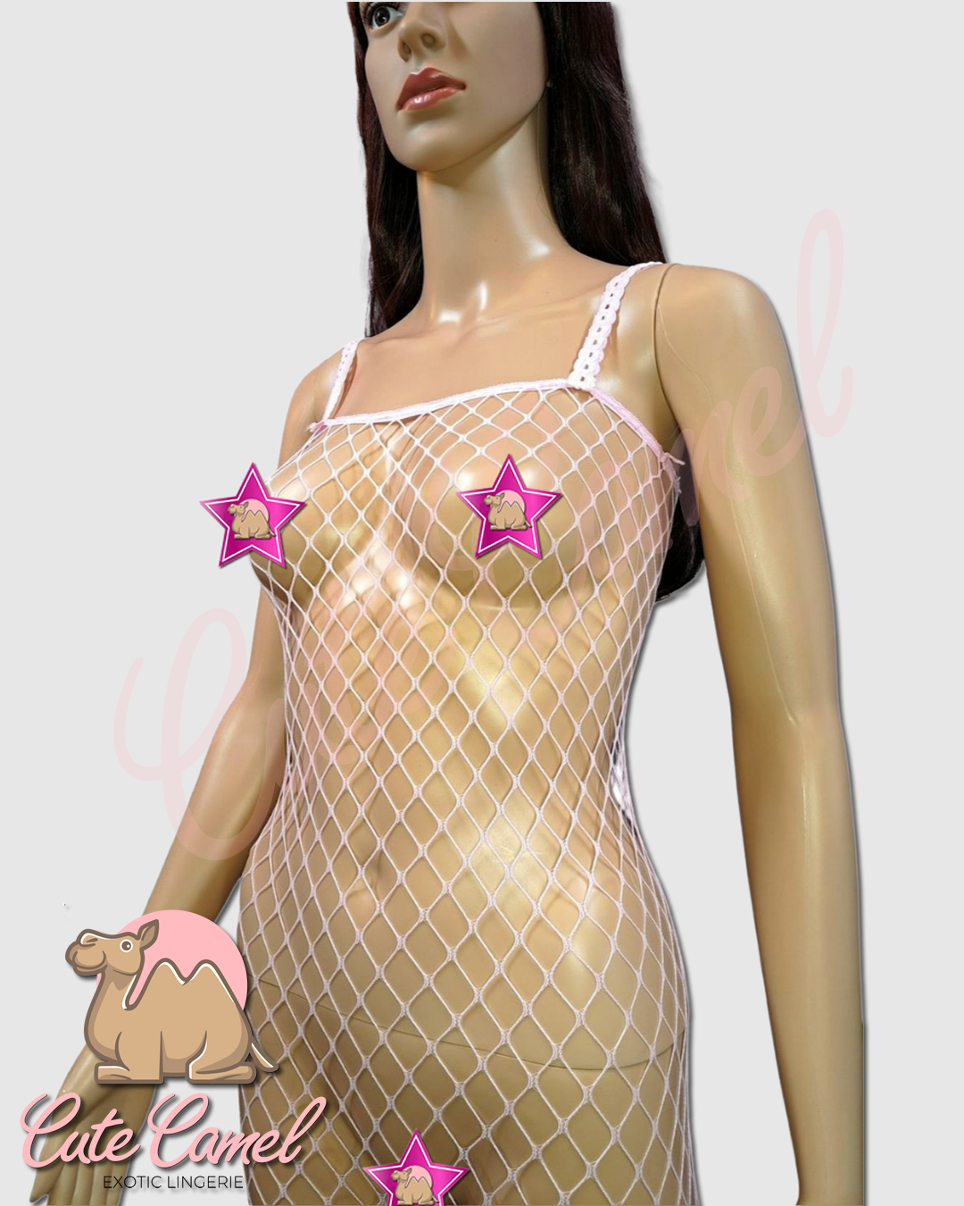 CC Exotic Full Length Fishnet Bodysuit ~ Pink
