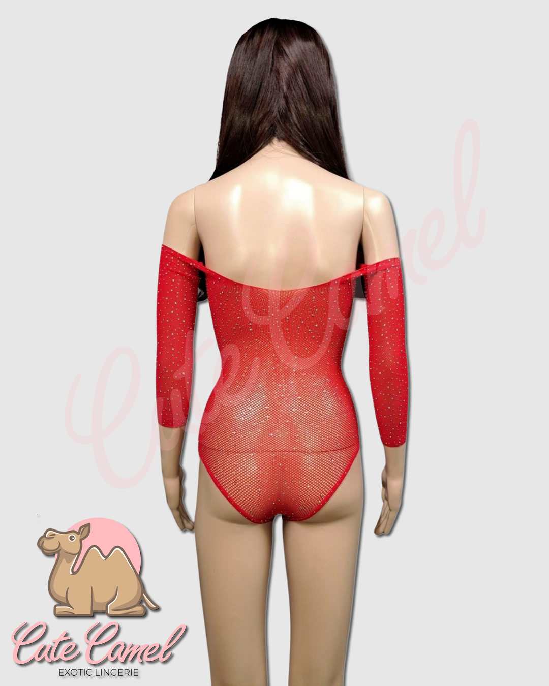 CC Exotic Glitter Mesh Bodysuit ~ Red