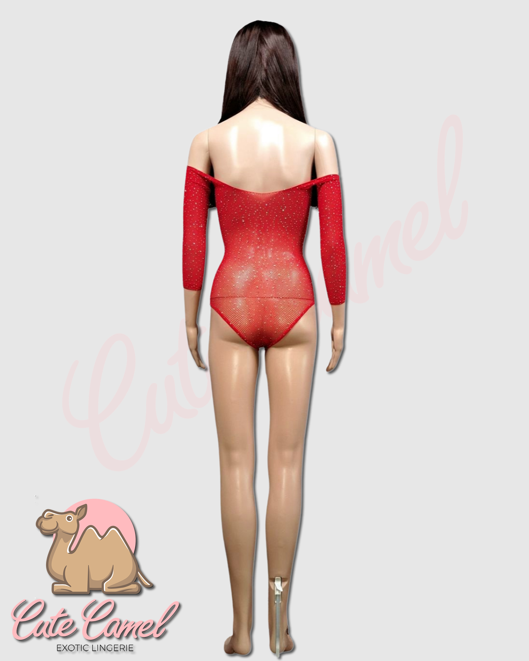 CC Exotic Glitter Mesh Bodysuit ~ Red