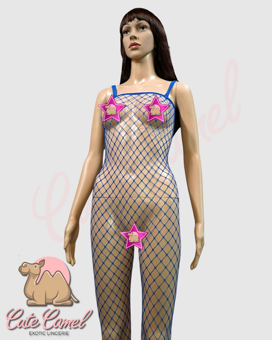 CC Exotic Full Length Fishnet Bodysuit ~ Blue