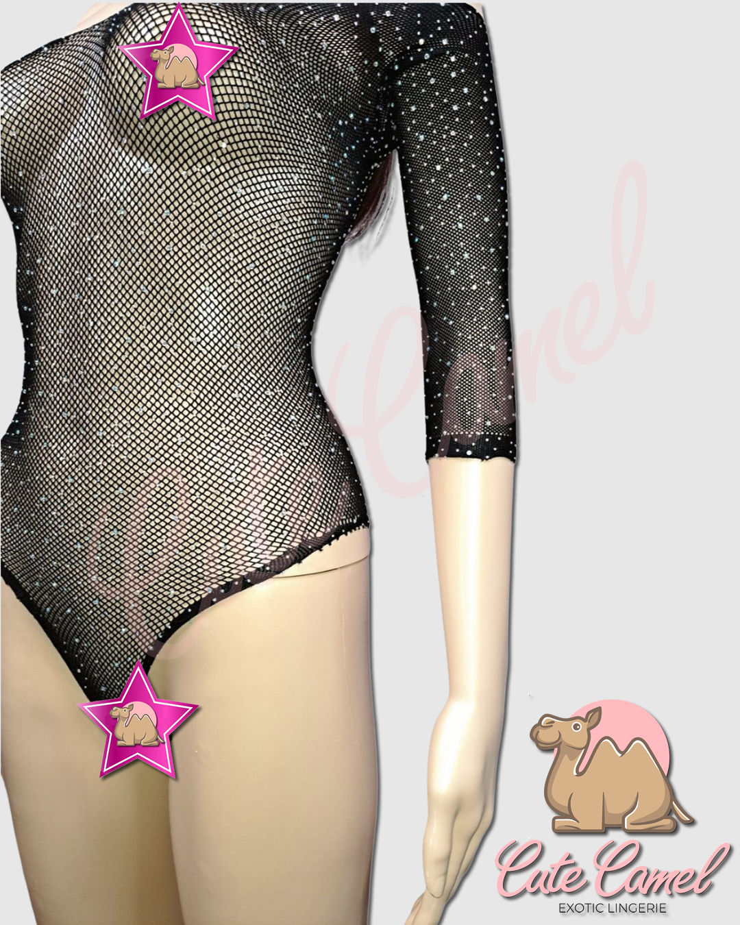 CC Exotic Glitter Mesh Bodysuit ~ Black