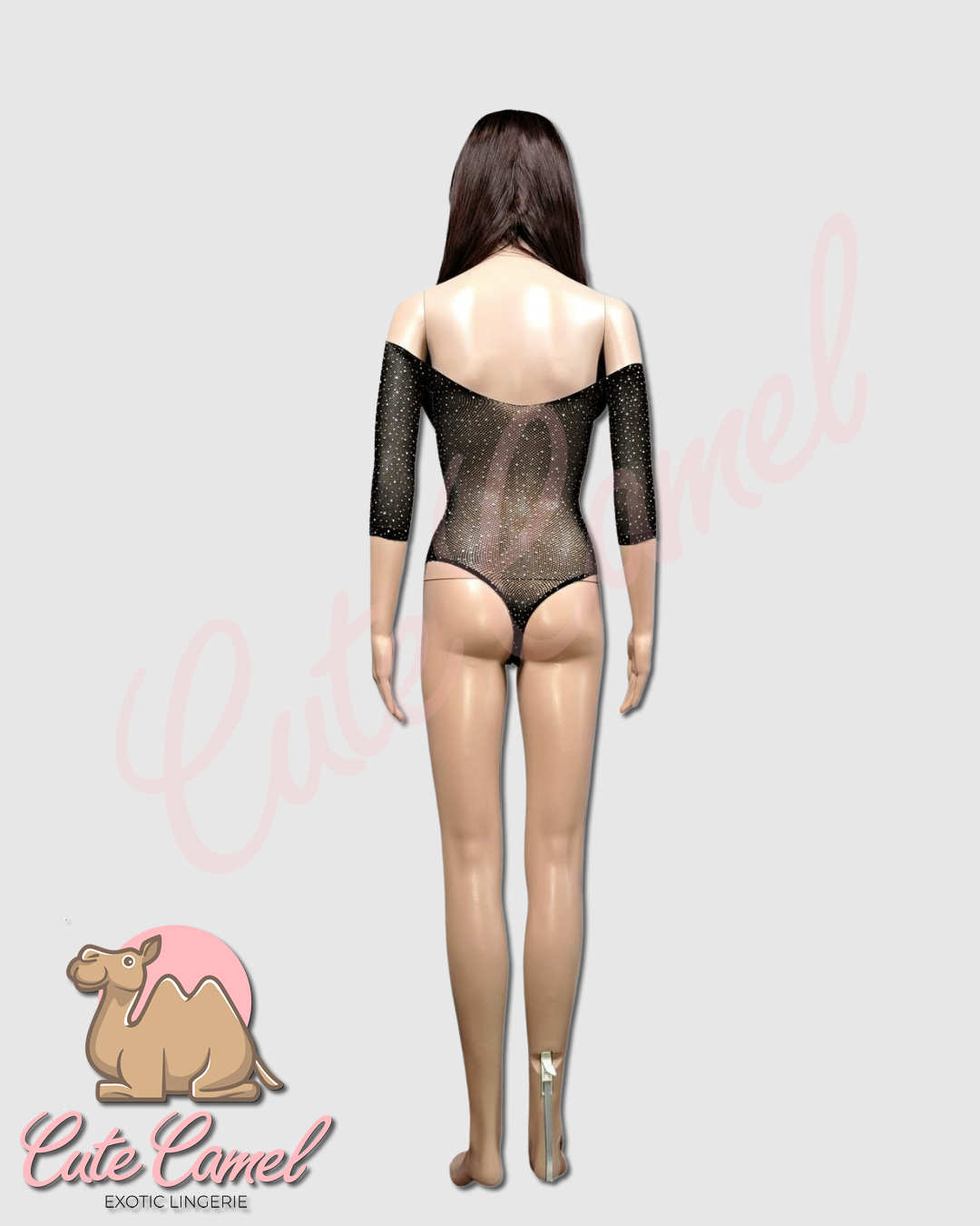 CC Exotic Glitter Mesh Bodysuit ~ Black