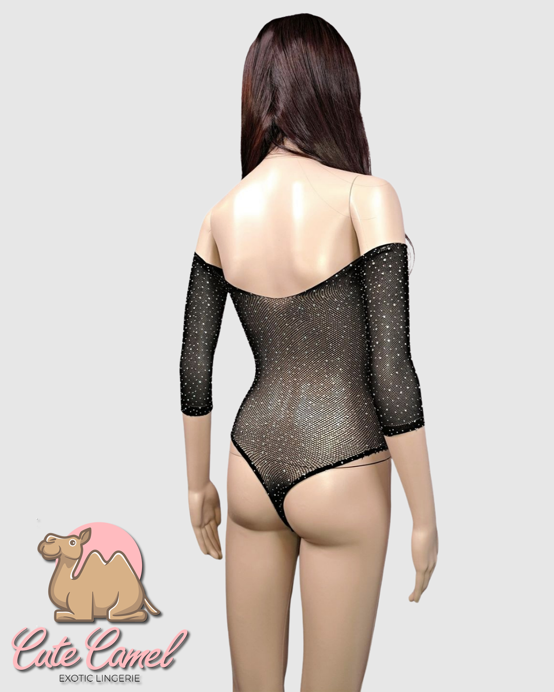 CC Exotic Glitter Mesh Bodysuit ~ Black