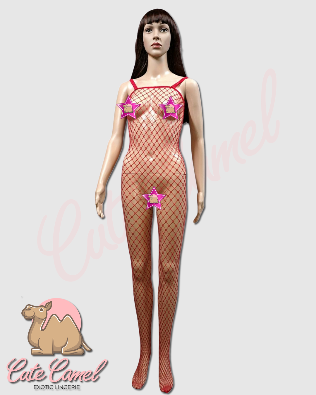 CC Exotic Full Length Fishnet Bodysuit ~ Red