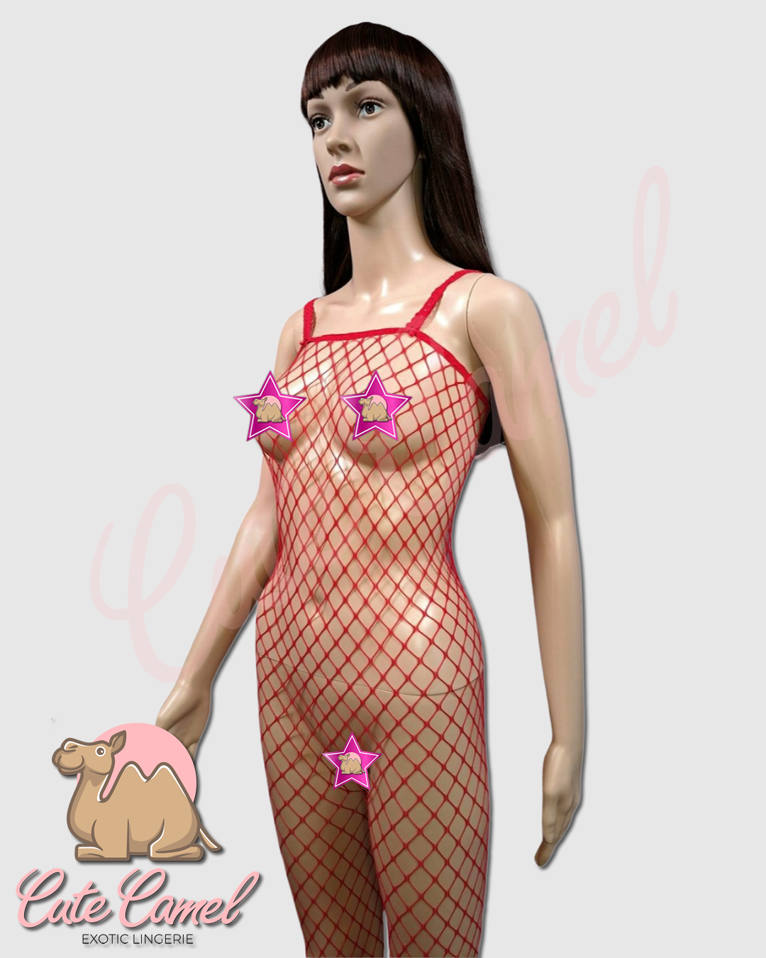 CC Exotic Full Length Fishnet Bodysuit ~ Red