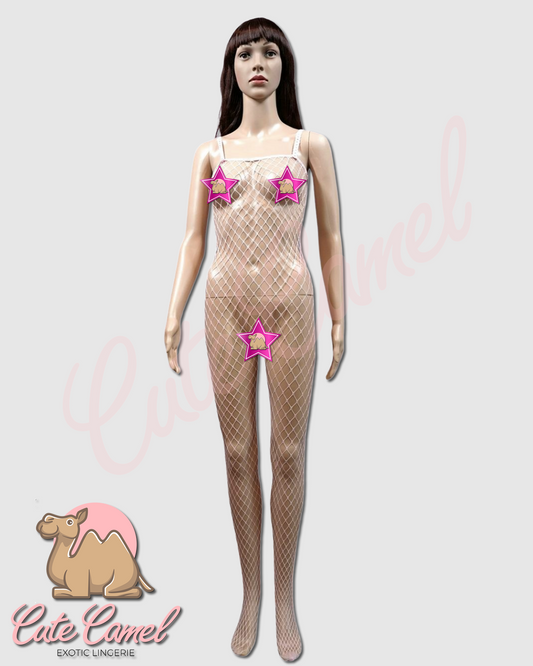 CC Exotic Full Length Fishnet Bodysuit ~ Pink