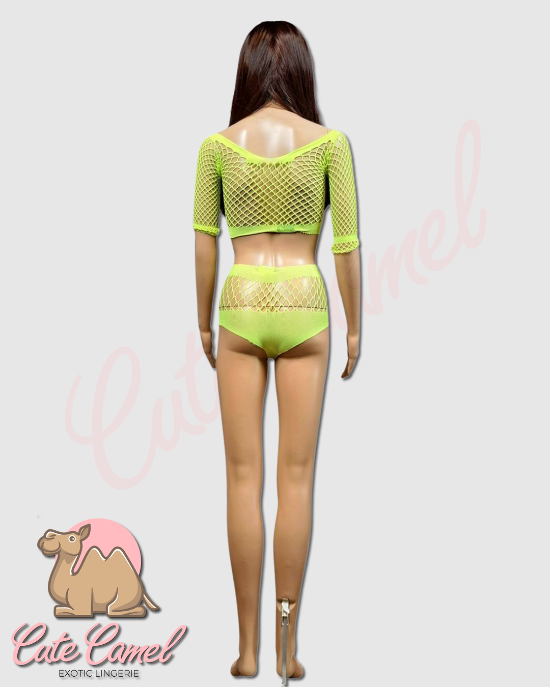 CC Exotic Mesmerizing Mesh Outfit - 2Pc Neon Yellow