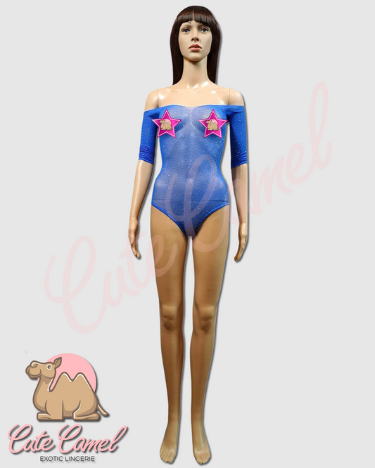 CC Exotic Glitter Mesh Bodysuit ~ Blue