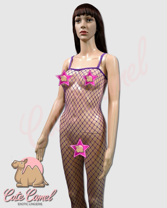 CC Exotic Full Length Fishnet Bodysuit ~ Purple